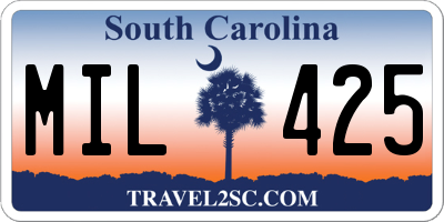 SC license plate MIL425