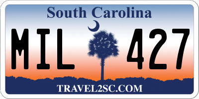 SC license plate MIL427