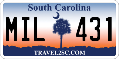 SC license plate MIL431