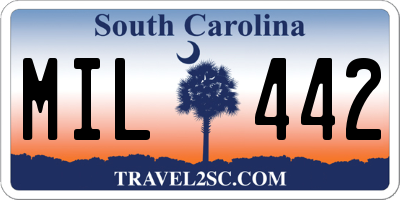 SC license plate MIL442