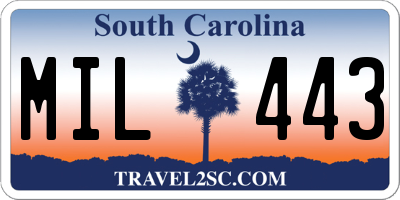 SC license plate MIL443