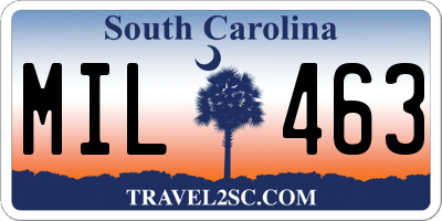 SC license plate MIL463