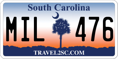 SC license plate MIL476