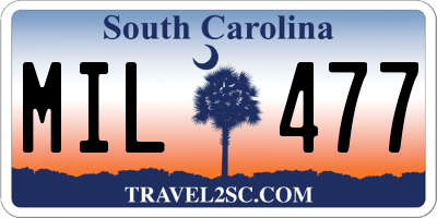 SC license plate MIL477