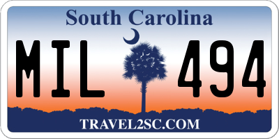 SC license plate MIL494