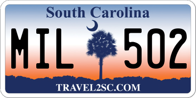 SC license plate MIL502