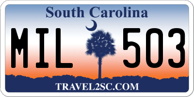SC license plate MIL503