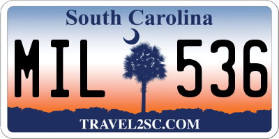 SC license plate MIL536