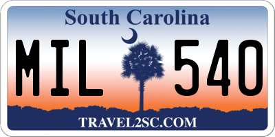 SC license plate MIL540