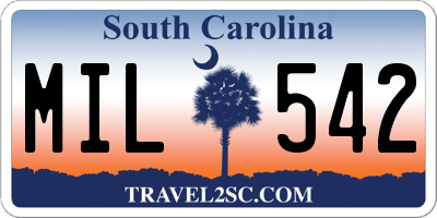SC license plate MIL542