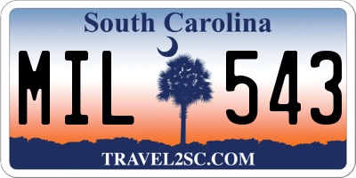 SC license plate MIL543