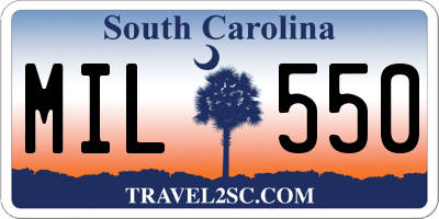 SC license plate MIL550