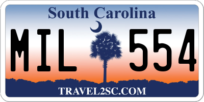 SC license plate MIL554