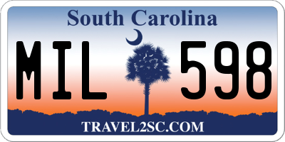 SC license plate MIL598