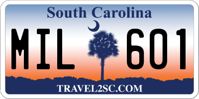 SC license plate MIL601