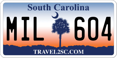 SC license plate MIL604
