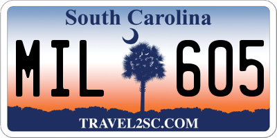 SC license plate MIL605