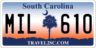 SC license plate MIL610