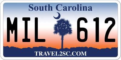 SC license plate MIL612