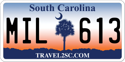 SC license plate MIL613