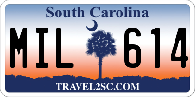 SC license plate MIL614