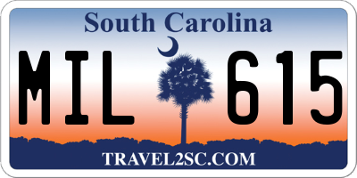 SC license plate MIL615