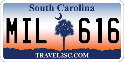SC license plate MIL616
