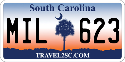 SC license plate MIL623
