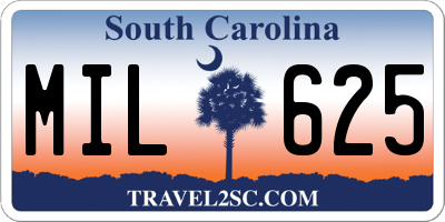 SC license plate MIL625