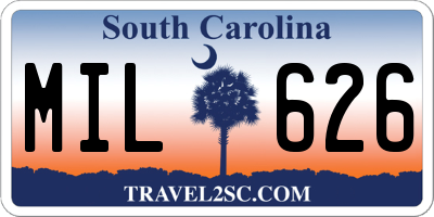 SC license plate MIL626