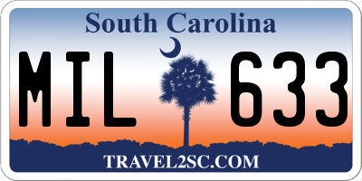 SC license plate MIL633