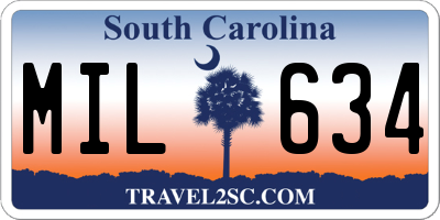 SC license plate MIL634