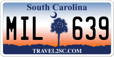 SC license plate MIL639
