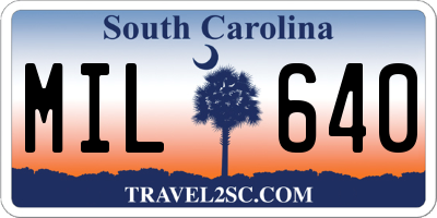 SC license plate MIL640