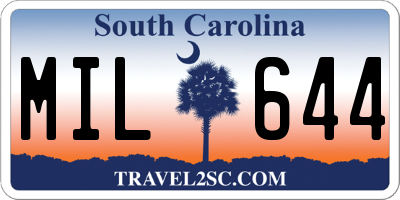SC license plate MIL644