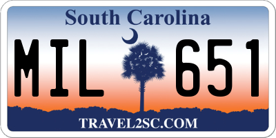 SC license plate MIL651