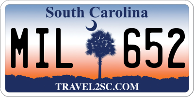 SC license plate MIL652