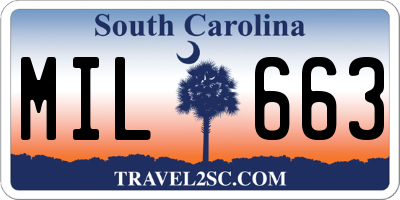 SC license plate MIL663
