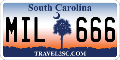 SC license plate MIL666