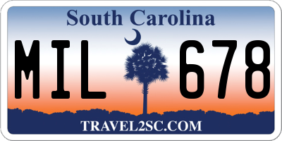 SC license plate MIL678