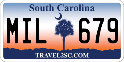 SC license plate MIL679