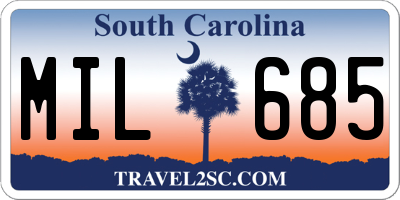 SC license plate MIL685