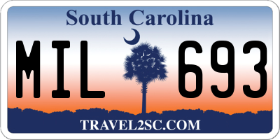 SC license plate MIL693
