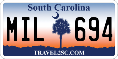 SC license plate MIL694