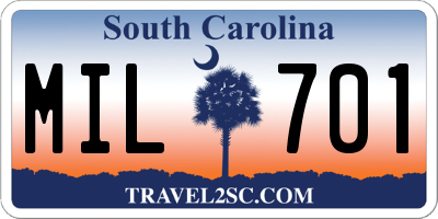 SC license plate MIL701