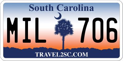 SC license plate MIL706