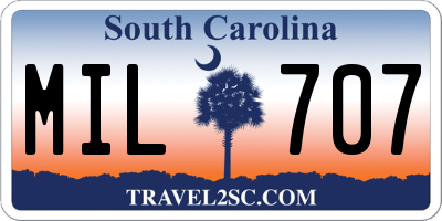 SC license plate MIL707