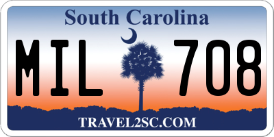 SC license plate MIL708