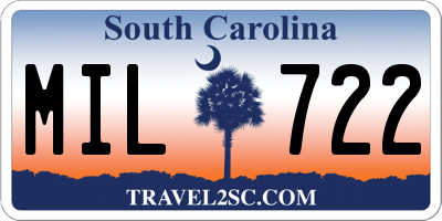 SC license plate MIL722