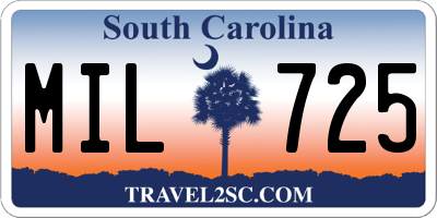 SC license plate MIL725